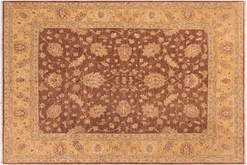 handmade Traditional Kafkaz Chobi Ziegler Brown Gold Hand Knotted RECTANGLE 100% WOOL area rug 8 x 10
